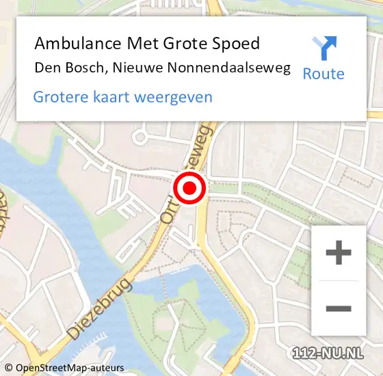 Locatie op kaart van de 112 melding: Ambulance Met Grote Spoed Naar 's-Hertogenbosch, A2 Re hectometerpaal: 110,7 op 9 januari 2019 15:24