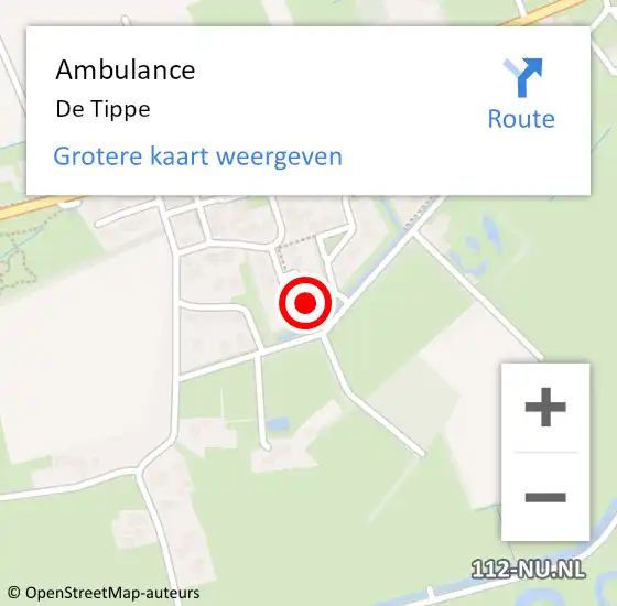 Locatie op kaart van de 112 melding: Ambulance De Tippe op 9 januari 2019 19:48