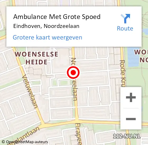 Locatie op kaart van de 112 melding: Ambulance Met Grote Spoed Naar Eindhoven, Noordzeelaan op 10 januari 2019 02:28