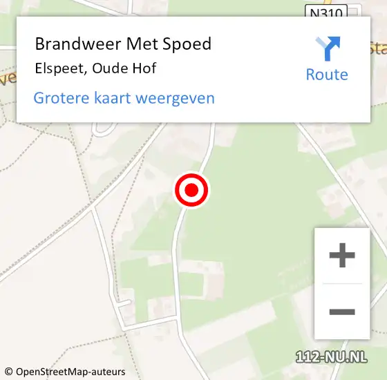 Locatie op kaart van de 112 melding: Brandweer Met Spoed Naar Elspeet, Oude Hof op 10 januari 2019 04:55