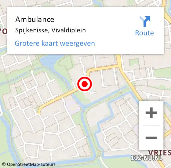 Locatie op kaart van de 112 melding: Ambulance Spijkenisse, Vivaldiplein op 10 januari 2019 11:32