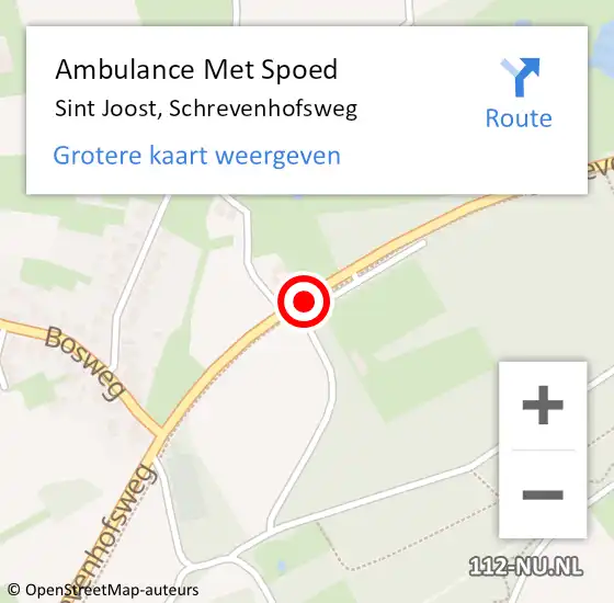 Locatie op kaart van de 112 melding: Ambulance Met Spoed Naar Sint Joost, Schrevenhofsweg op 10 januari 2019 12:34