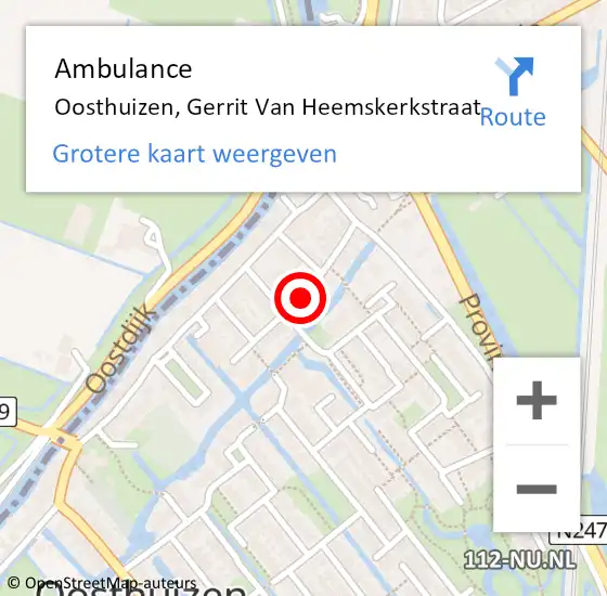 Locatie op kaart van de 112 melding: Ambulance Oosthuizen, Gerrit van Heemskerkstr op 10 januari 2019 12:39