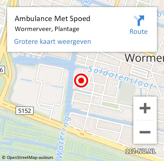 Locatie op kaart van de 112 melding: Ambulance Met Spoed Naar Wormerveer, Plantage op 10 januari 2019 13:30