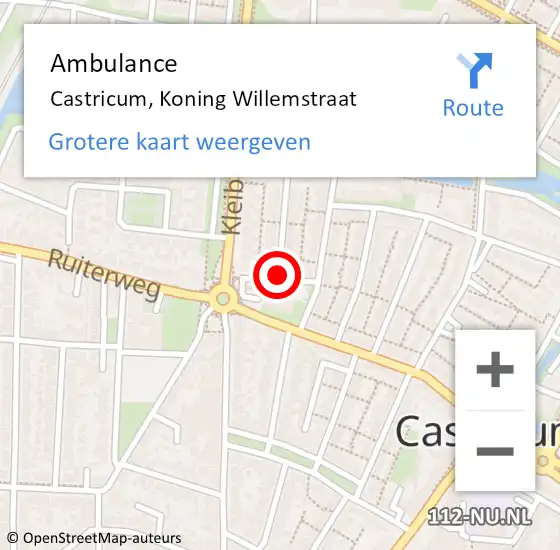 Locatie op kaart van de 112 melding: Ambulance Castricum, Koning Willemstraat op 10 januari 2019 15:23