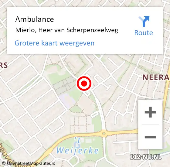 Locatie op kaart van de 112 melding: Ambulance Mierlo, Heer van Scherpenzeelweg op 10 januari 2019 17:22