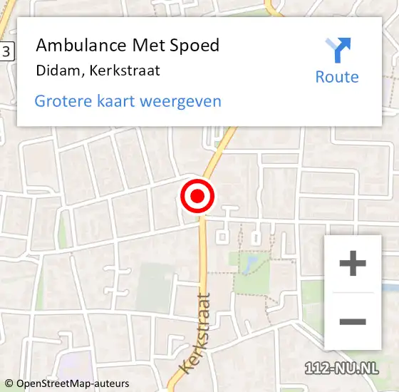 Locatie op kaart van de 112 melding: Ambulance Met Spoed Naar Didam, Kerkstraat op 10 januari 2019 17:52