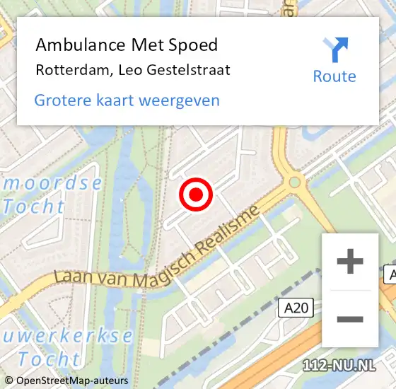 Locatie op kaart van de 112 melding: Ambulance Met Spoed Naar Rotterdam, Leo Gestelstraat op 10 januari 2019 19:30