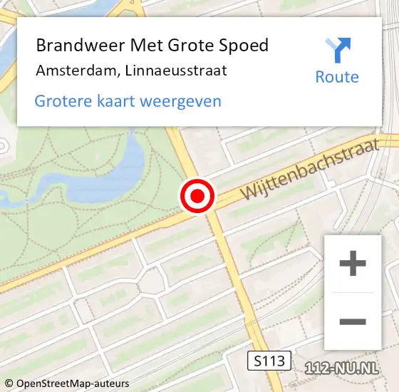 Locatie op kaart van de 112 melding: Brandweer Met Grote Spoed Naar Amsterdam, Linnaeusstraat op 11 januari 2019 00:08
