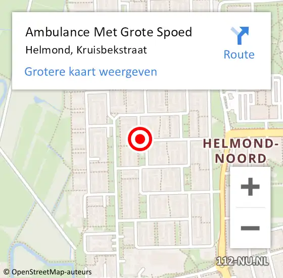 Locatie op kaart van de 112 melding: Ambulance Met Grote Spoed Naar Helmond, Kruisbekstraat op 11 januari 2019 03:17