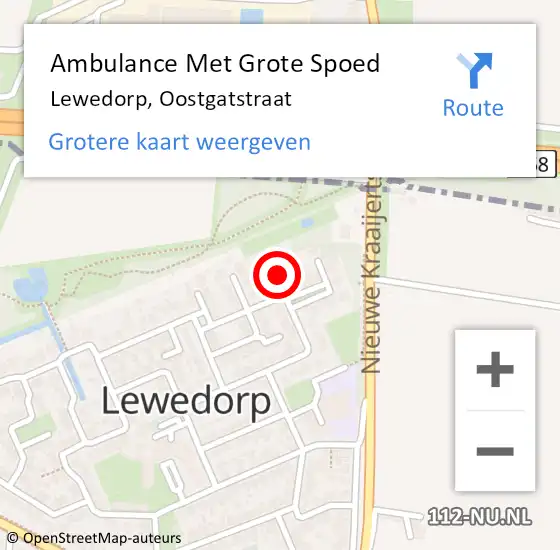 Locatie op kaart van de 112 melding: Ambulance Met Grote Spoed Naar Lewedorp, Oostgatstraat op 11 januari 2019 08:35