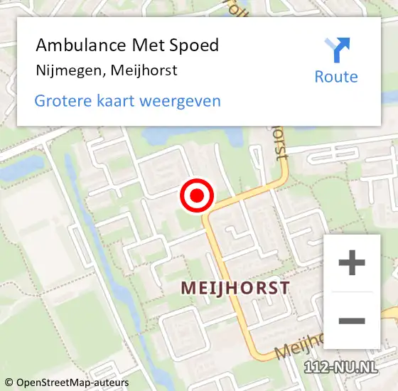 Locatie op kaart van de 112 melding: Ambulance Met Spoed Naar Nijmegen, Meijhorst op 11 januari 2019 12:11