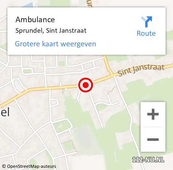 Locatie op kaart van de 112 melding: Ambulance Sprundel, Sint Janstraat op 11 januari 2019 12:27