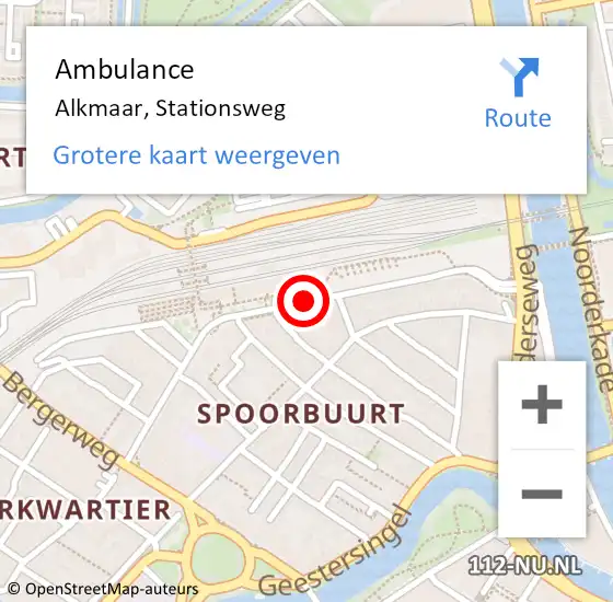 Locatie op kaart van de 112 melding: Ambulance Alkmaar, Stationsweg op 11 januari 2019 13:17