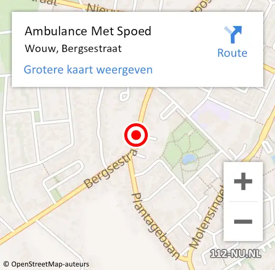 Locatie op kaart van de 112 melding: Ambulance Met Spoed Naar Wouw, Bergsestraat op 11 januari 2019 14:57