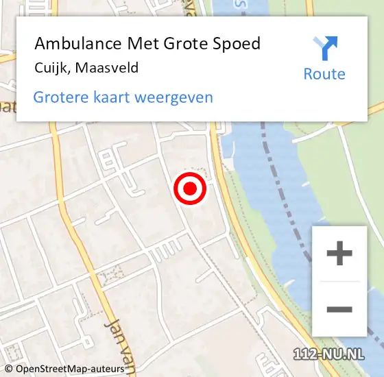 Locatie op kaart van de 112 melding: Ambulance Met Grote Spoed Naar Cuijk, Maasveld op 11 januari 2019 15:16