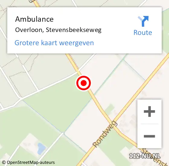 Locatie op kaart van de 112 melding: Ambulance Overloon, Stevensbeekseweg op 11 januari 2019 15:37