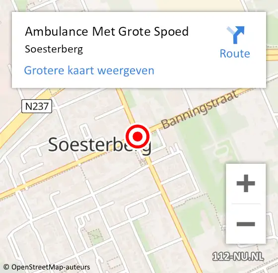 Locatie op kaart van de 112 melding: Ambulance Met Grote Spoed Naar Soesterberg op 11 januari 2019 17:49