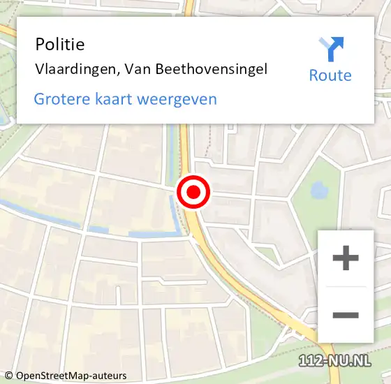 Locatie op kaart van de 112 melding: Politie Vlaardingen, Van Beethovensingel op 11 januari 2019 19:42
