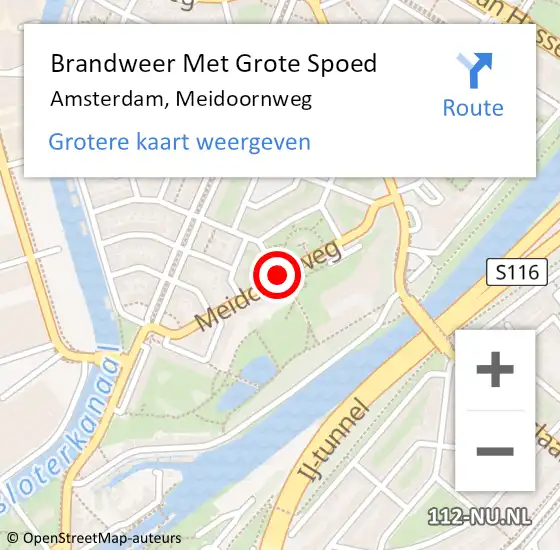 Locatie op kaart van de 112 melding: Brandweer Met Grote Spoed Naar Amsterdam, Meidoornweg op 11 januari 2019 23:03