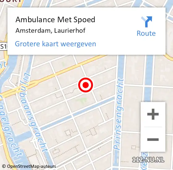 Locatie op kaart van de 112 melding: Ambulance Met Spoed Naar Amsterdam, Laurierhof op 11 januari 2019 23:06