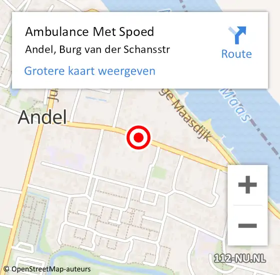 Locatie op kaart van de 112 melding: Ambulance Met Spoed Naar Andel, Burg van der Schansstr op 11 januari 2019 23:46