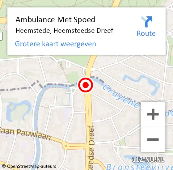 Locatie op kaart van de 112 melding: Ambulance Met Spoed Naar Heemstede, Heemsteedse Dreef op 12 januari 2019 00:06