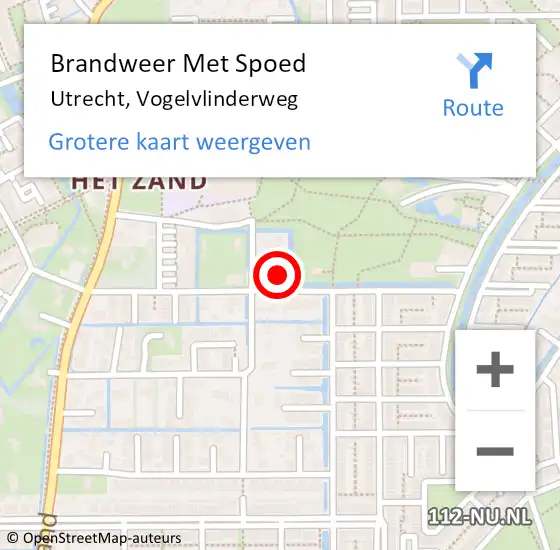 Locatie op kaart van de 112 melding: Brandweer Met Spoed Naar Utrecht, Vogelvlinderweg op 12 januari 2019 00:31