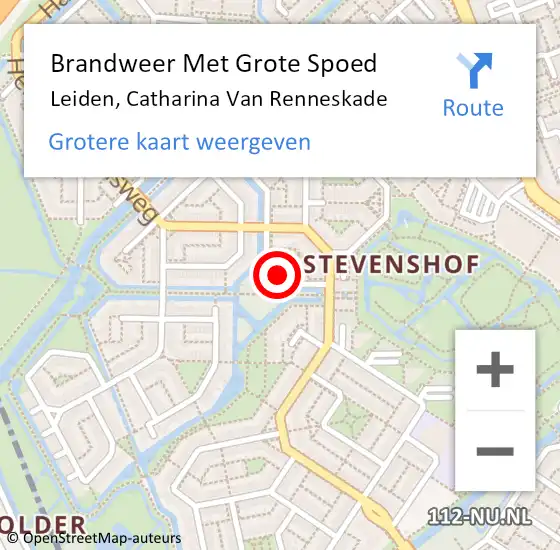 Locatie op kaart van de 112 melding: Brandweer Met Grote Spoed Naar Leiden, Catharina Van Renneskade op 12 januari 2019 00:56