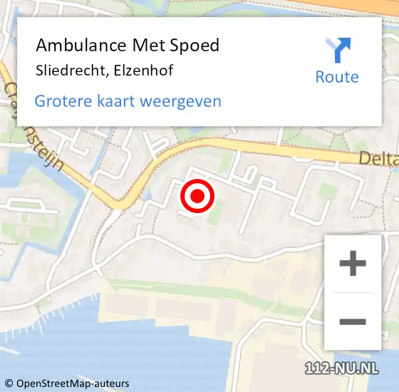 Locatie op kaart van de 112 melding: Ambulance Met Spoed Naar Sliedrecht, Elzenhof op 12 januari 2019 03:45
