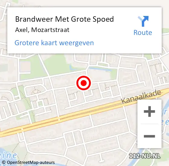 Locatie op kaart van de 112 melding: Brandweer Met Grote Spoed Naar Axel, Mozartstraat op 12 januari 2019 04:02