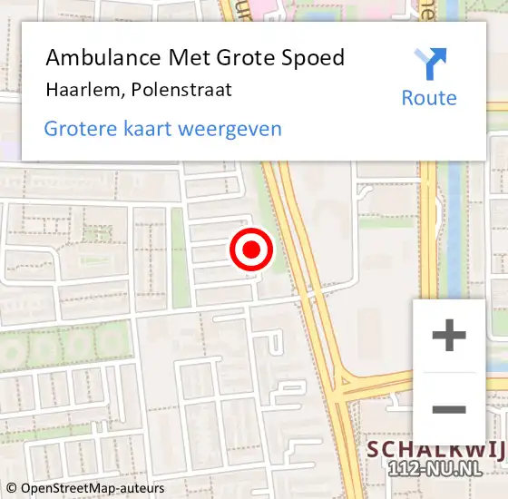 Locatie op kaart van de 112 melding: Ambulance Met Grote Spoed Naar Haarlem, Polenstraat op 12 januari 2019 07:01