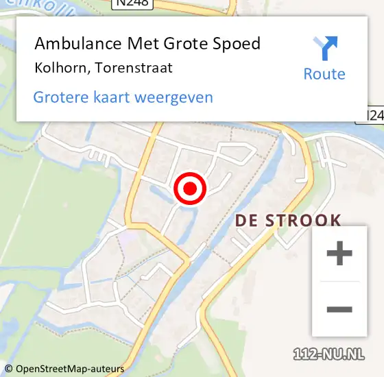 Locatie op kaart van de 112 melding: Ambulance Met Grote Spoed Naar Kolhorn, Torenstraat op 12 januari 2019 07:33