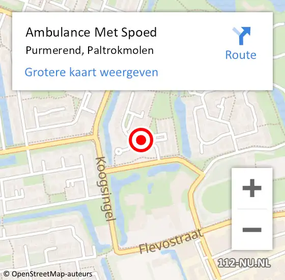 Locatie op kaart van de 112 melding: Ambulance Met Spoed Naar Purmerend, Paltrokmolen op 12 januari 2019 12:52