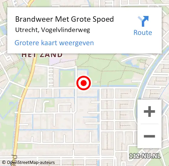 Locatie op kaart van de 112 melding: Brandweer Met Grote Spoed Naar Utrecht, Vogelvlinderweg op 12 januari 2019 17:27
