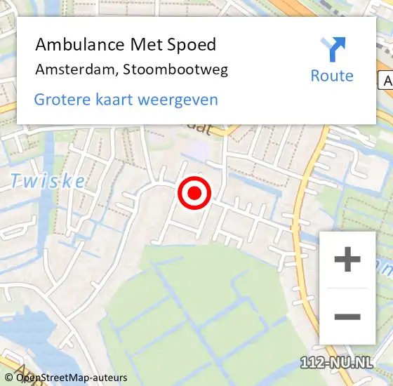 Locatie op kaart van de 112 melding: Ambulance Met Spoed Naar Amsterdam, Stoombootweg op 12 januari 2019 17:35