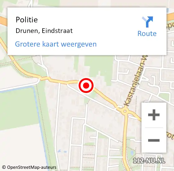 Locatie op kaart van de 112 melding: Politie Drunen, Eindstraat op 12 januari 2019 18:02