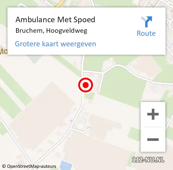 Locatie op kaart van de 112 melding: Ambulance Met Spoed Naar Bruchem, Hoogveldweg op 20 maart 2014 12:38