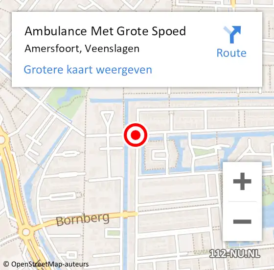 Locatie op kaart van de 112 melding: Ambulance Met Grote Spoed Naar Amersfoort, Veenslagen op 12 januari 2019 20:22