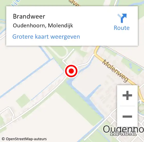 Locatie op kaart van de 112 melding: Brandweer Oudenhoorn, Molendijk op 12 januari 2019 22:18