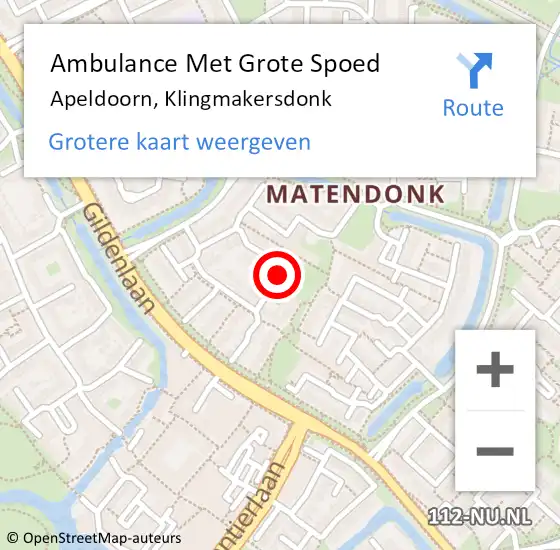 Locatie op kaart van de 112 melding: Ambulance Met Grote Spoed Naar Apeldoorn, Klingmakersdonk op 12 januari 2019 22:27