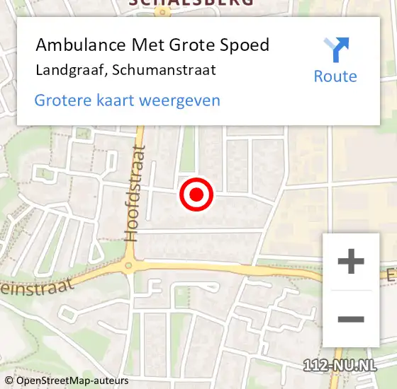 Locatie op kaart van de 112 melding: Ambulance Met Grote Spoed Naar Landgraaf, Schumanstraat op 12 januari 2019 22:47