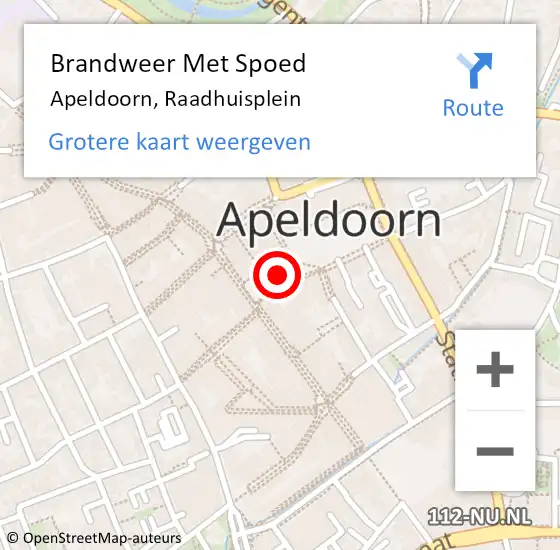 Locatie op kaart van de 112 melding: Brandweer Met Spoed Naar Apeldoorn, Raadhuisplein op 13 januari 2019 00:08