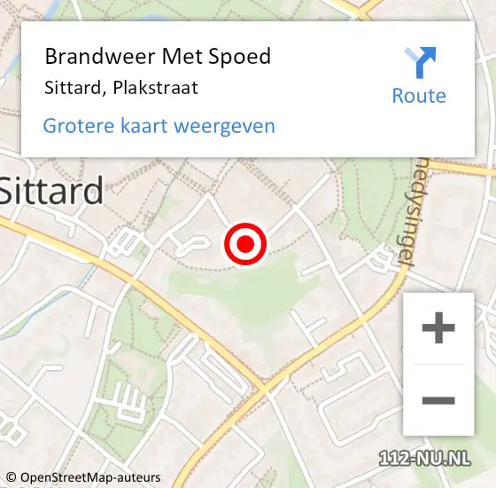 Locatie op kaart van de 112 melding: Brandweer Met Spoed Naar Sittard, Plakstraat op 13 januari 2019 04:51