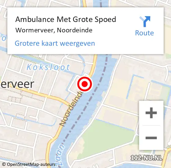 Locatie op kaart van de 112 melding: Ambulance Met Grote Spoed Naar Wormerveer, Noordeinde op 13 januari 2019 04:53