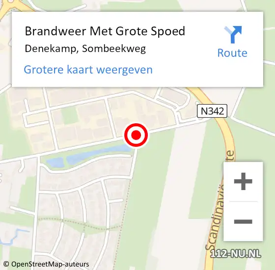 Locatie op kaart van de 112 melding: Brandweer Met Grote Spoed Naar Denekamp, Sombeekweg op 13 januari 2019 04:53