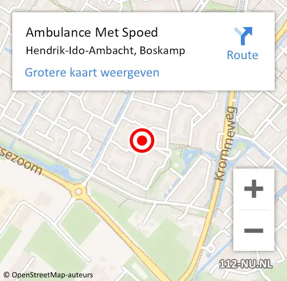 Locatie op kaart van de 112 melding: Ambulance Met Spoed Naar Hendrik-Ido-Ambacht, Boskamp op 13 januari 2019 05:10