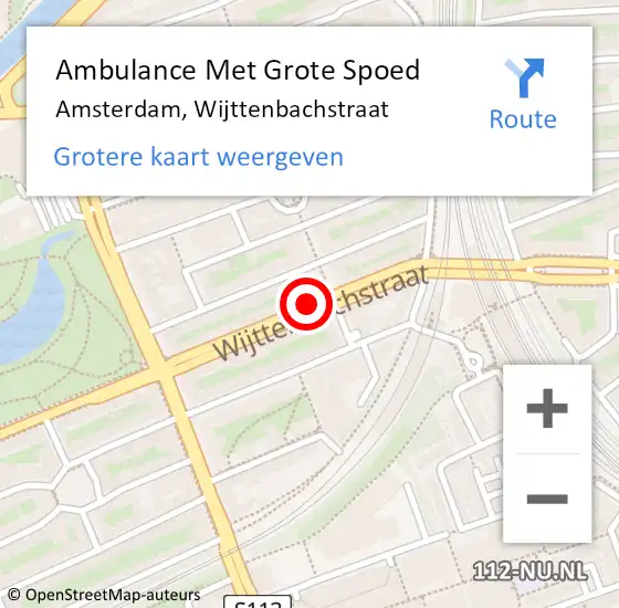 Locatie op kaart van de 112 melding: Ambulance Met Grote Spoed Naar Amsterdam, Wijttenbachstraat op 13 januari 2019 05:31