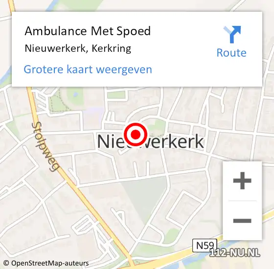 Locatie op kaart van de 112 melding: Ambulance Met Spoed Naar Nieuwerkerk, Kerkring op 13 januari 2019 06:02