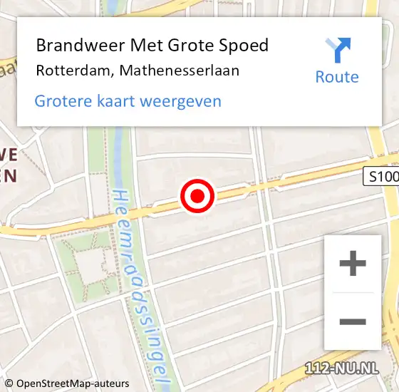 Locatie op kaart van de 112 melding: Brandweer Met Grote Spoed Naar Rotterdam, Mathenesserlaan op 13 januari 2019 06:14